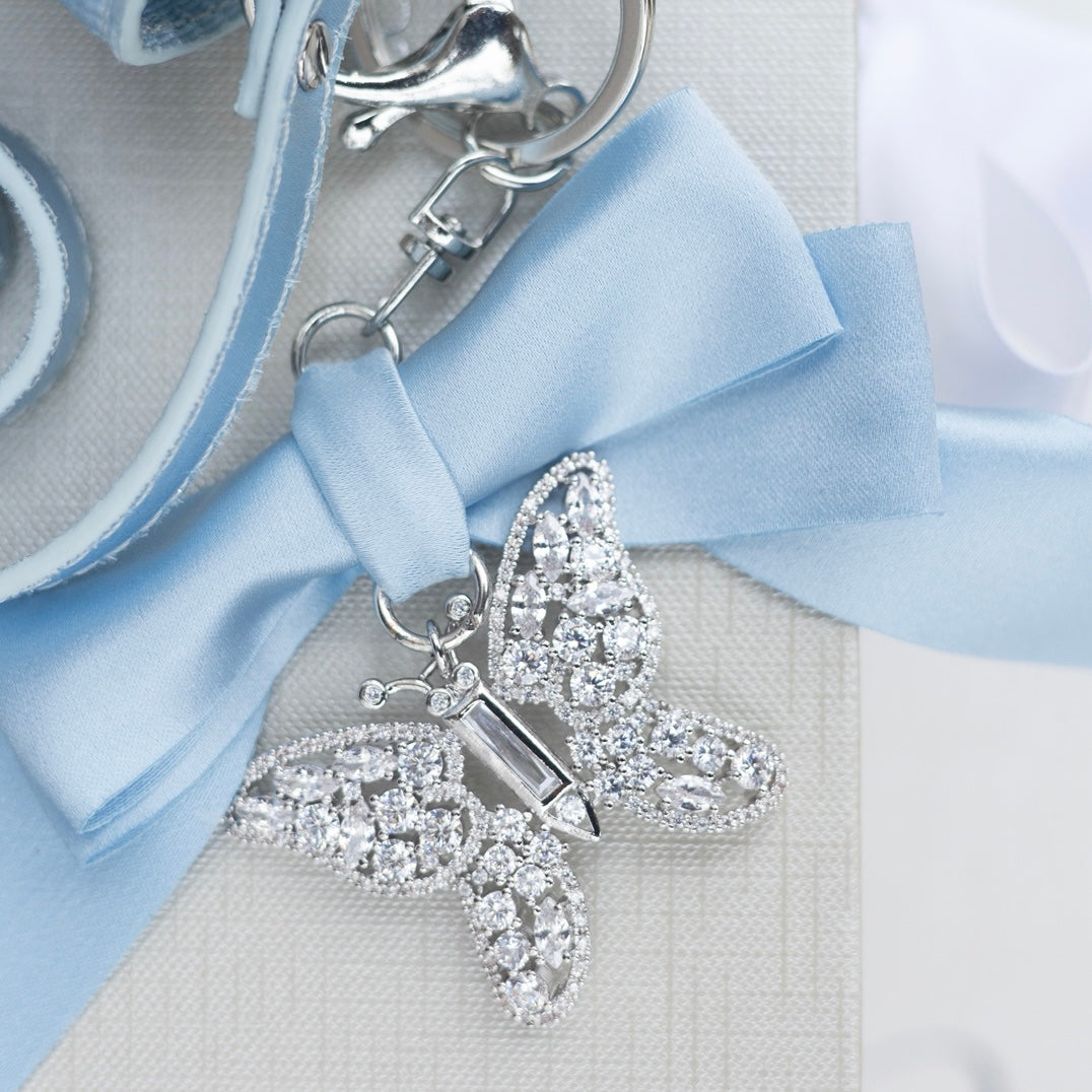 Luna Mini Butterfly Powder Blue Satin Bag