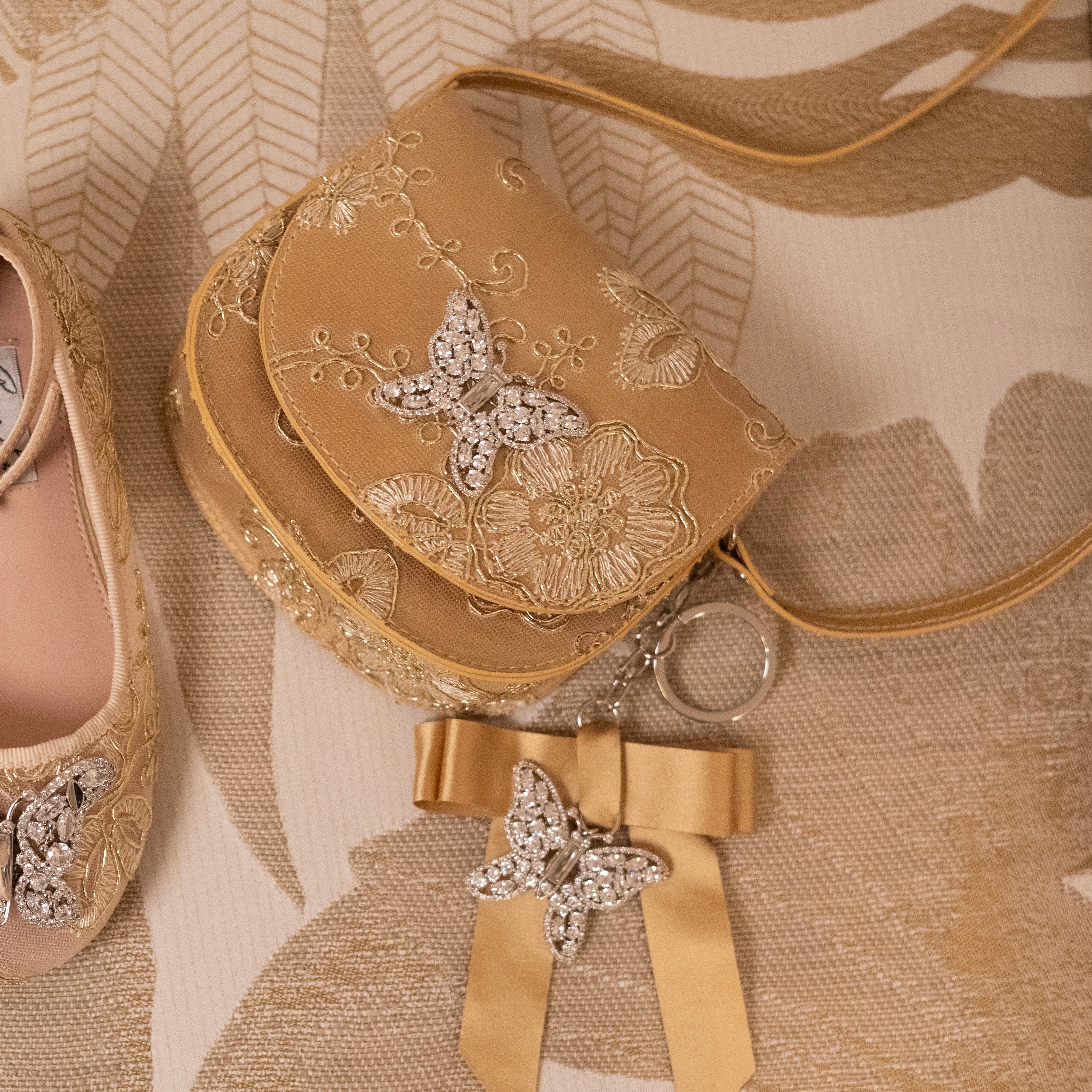 Luna Mini Butterfly Bag Gold Chantilly Lace