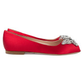 Liana Butterfly Open Toe Flats Red Satin