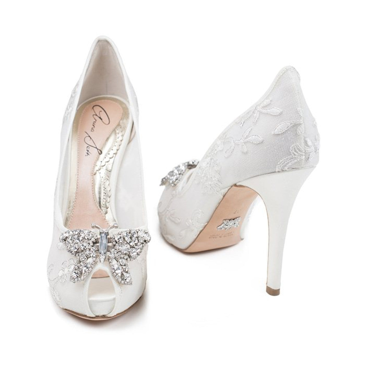 Evi Open Toe Butterfly Heel Ivory Lace