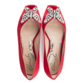 Liana Butterfly Open Toe Flats Red Satin