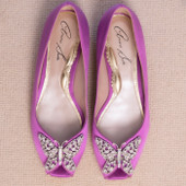 Liana Butterfly Open Toe Flats Lilac Orchid Satin